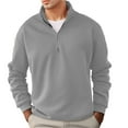 thumbnail image 1 of Neck Sweatshirt Men Retro Quarter Zip Long Sleeve Mens Pullover Soft Warm Sports Shirt Solid Color Tops Relaxed Fit Sweatshirt for Men Grey XL, 1 of 6