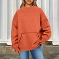 thumbnail image 1 of Mock Neck Sweatshirt Mock Neck Sweatshirt Women Oversized Turtleneck Pullover Long Sleeve Tops Fall Fashion Y2K Outfits With Pockets 07-Orange L, 1 of 5