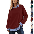thumbnail image 1 of Mock Neck Sweatshirt Nelozsy Women's Fake Two Piece Striped Sweatshirt Long Sleeve Fall For 2026 Wine XXL, 1 of 9