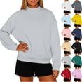 thumbnail image 1 of Mock Neck Sweatshirt Oversize Long Sleeve No Hood Turtleneck Womens Sweatshirts Plain Pullover Top Winter Clothes Dark Gray 2XL, 1 of 6