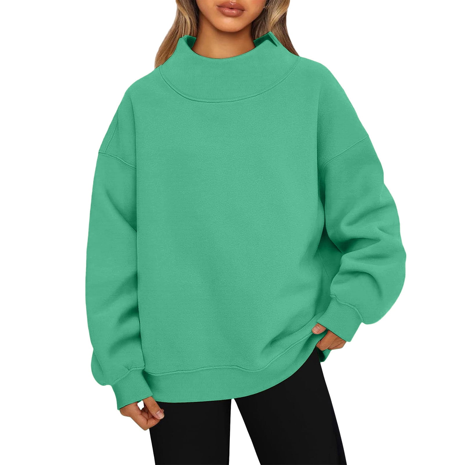 Mock Neck Sweatshirt,Oversized Long Sleeve Pullover Sweatshirts