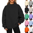 thumbnail image 1 of Mock Neck Sweatshirt,Oversized Long Sleeve Pullover Sweatshirts for Women Casual Fall Turtleneck Tops,Black XL, 1 of 6