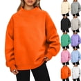 thumbnail image 1 of Mock Neck Sweatshirt,Oversized Long Sleeve Pullover Sweatshirts for Women Casual Fall Turtleneck Tops,Saffron L, 1 of 7
