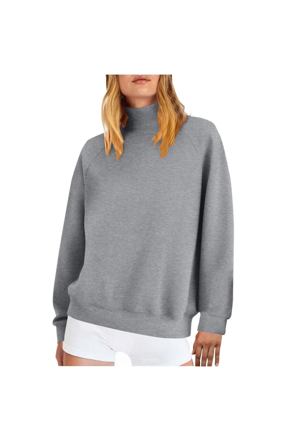 Mock Neck Sweatshirt Sevevn Women's 2025 Fall Fashion Casual Sweatshirt Mock Neck Long Sleeve Lightweight Pullover Tops