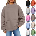 thumbnail image 1 of Mock Neck Sweatshirt Women 2026 Fall Fashion Oversized Turtleneck Pullover Fleece Long Sleeve Sweatshirts Tops Khaki L, 1 of 6