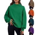 thumbnail image 1 of Mock Neck Sweatshirt Women Cute Oversized Sweatshirts Cozy Soft Pullover Sweaters Loose Fit No Hood Fashion Winter Clothes Orange S, 1 of 6