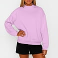 thumbnail image 1 of Mock Neck Sweatshirt Women Cute Plain Pullover Sweatshirts No Hood Casual Fall Long Sleeve Turtleneck Tops Light Purple 2XL, 1 of 4