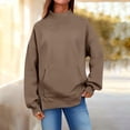 thumbnail image 1 of Mock Neck Sweatshirt Women Drop Shoulder Hoodies Tops Cozy Soft Pullover Fall Fashion Clothes Fleece Pullover Slouchy Fleece Sweater Tops Sweatshirts Tunic Winter Spring Loungewear Khaki XXL, 1 of 5