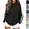 thumbnail image 1 of Mock Neck Sweatshirt Women Fall Fashion Oversized Turtleneck Pullover Side Stripes Long Sleeve Casual Sweatshirts Black XL, 1 of 7