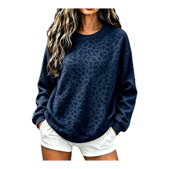 Mock Neck Sweatshirt Women Oversized Long Sleeve Leopard Pullover, 2XL