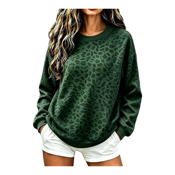 Mock Neck Sweatshirt Women Oversized Long Sleeve Leopard Pullover, 3XL