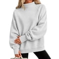 thumbnail image 1 of Mock Neck Sweatshirt Women Oversized Turtleneck Pullover Long Sleeve Casual Drop Shoulder Tops Fleece Sweater with Thumb Hole L, 1 of 8