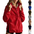 thumbnail image 1 of Mock Neck Sweatshirt for Women Solid Color Button Long Sleeve Loose Relaxed Fit Casual Lightweight Ribbed Cuffs Cozy Classic Everyday Fall Winter Pullover, 1 of 9