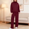 thumbnail image 1 of Neck Sweatshirt Women Turtleneck Pullover Long Sleeve Tops & Pants Set (Red S), 1 of 3