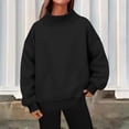 thumbnail image 1 of Mock Neck Sweatshirt Women Womens Oversized Sweatshirts Turtleneck Sweatshirt Pullover Tops No Hood Casual Tops Warm Plain Tops Mockneck Cozy Tunic Drop Shoulder Hoodies Tops Black 3XL, 1 of 4