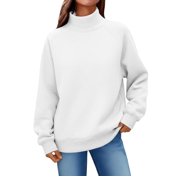Mock Neck Sweatshirt, Yigetop Women's Oversized Sweatshirt Pullover Turtleneck Long Sleeve Tops Trendy Fall Fashion 2025 Oversized Sweatshirt for Women, White L