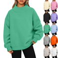 thumbnail image 1 of Mock Neck Sweatshirt for Women 2026 Cute Crew Neck Long Sleeve Sweaters Fall Winter Fashion Outfits Clothes Green S, 1 of 6