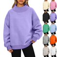 thumbnail image 1 of Mock Neck Sweatshirt for Women 2026 Cute Crew Neck Long Sleeve Sweaters Fall Winter Fashion Outfits Clothes Purple XXL, 1 of 6