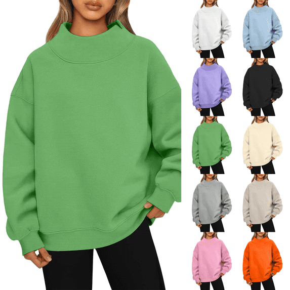Mock Neck Sweatshirt for Women 2026 Cute Crew Neck Long Sleeve Sweaters Tops Fall Winter Fashion Clothes