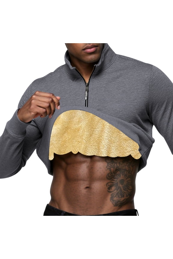 Mock Neck Sweatshirts for Men,Fuzzy Fleece Linen Golf Shirts,Long Sleeve Half Zipper Warm Winter Base Layer