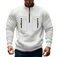 thumbnail image 1 of Mock Neck Sweatshirts for Men with Pockets and Zipper Fleece Lined Shirts Mens Casual Solid Pullover Long Sleeve Thermal No Hood Work Sweatshirt Tops, 1 of 3
