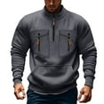 thumbnail image 1 of Mock Neck Sweatshirts for Men with Pockets and Zipper Fleece Lined Shirts Mens Casual Solid Pullover Long Sleeve Thermal No Hood Work Sweatshirt Tops, 1 of 3