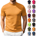 thumbnail image 1 of Mock Neck T Shirts for Men Short Sleeve Mock Turtleneck Slim Fit Gym Lightweight Summer Golf Pullover Tops Undershirt Earthy Yellow L, 1 of 7