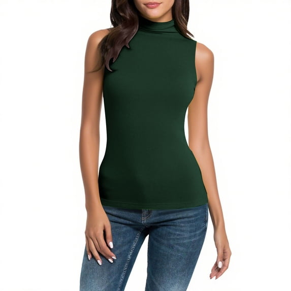 Mock Neck Tank Tops for Women Slim Fit Sleeveless Top 2026 Summer Casual Basic Layer Shirts