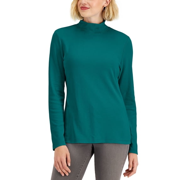 Mock-Neck Top Marine Green M