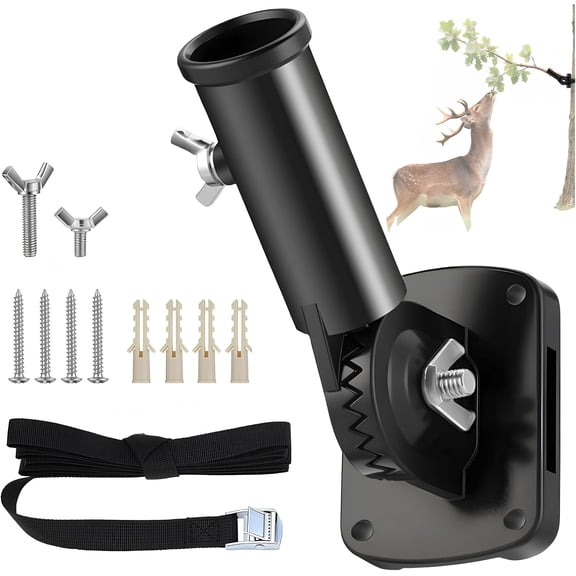 Mock Scrape Kit for Deer Hunting, Adjustable Metal Licking Branch Holder with Nylon Strap and Mounting Screws, Whitetail Deer Attractant Accessories