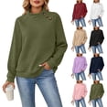 thumbnail image 1 of Mock Sweatshirts Women 2026 Fall Winter Fashion Casual Loose Pullover Long Sleeve Button Texture Tops (XL, Army Green), 1 of 9