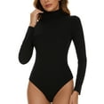 thumbnail image 1 of Mock Turtle Neck Bodysuit for Women Long Sleeve Tops Bodysuits Dressy Blouse Casual, 1 of 3
