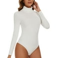 thumbnail image 1 of Mock Turtle Neck Bodysuit for Women Long Sleeve Tops Bodysuits Dressy Blouse Casual, 1 of 3