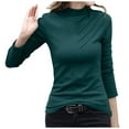 thumbnail image 1 of Mock Turtle Neck Tops for Women Fleece Thermal Underscrubs Blouse Slim Fit Long Sleeve Pullover Tight Bottoming Shirt, 1 of 6