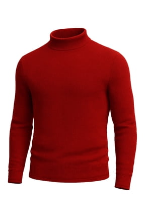 Mock Turtleneck For Men Fleece Shirt Warm Winter Long Sleeve Thermal Ribbed Jack Red Shirt (S)