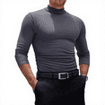 thumbnail image 1 of Mock Turtleneck Long Sleeve T-Shirt for Men Cotton Thermal Shirts Undershirt Base Layer Tops High Neck Johns Plus Size Dark Gray M, 1 of 4