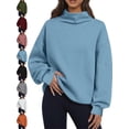 thumbnail image 1 of Mock Turtleneck Pullover Sweatshirt for Women Oversized Long Sleeve Basic Casual Loose Fall Everyday Top, 1 of 7