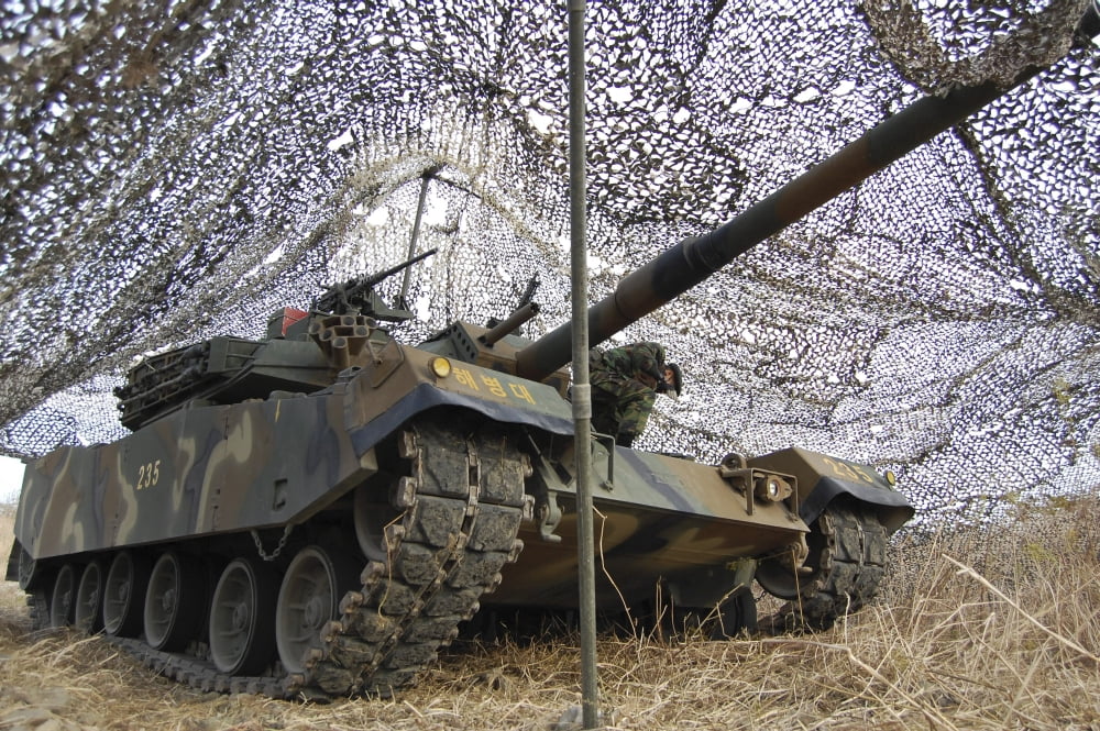 Mock aggressors from Republic of Korea Marine Corps prepare their tank Canvas Art - Stocktrek Images (35 x 23)