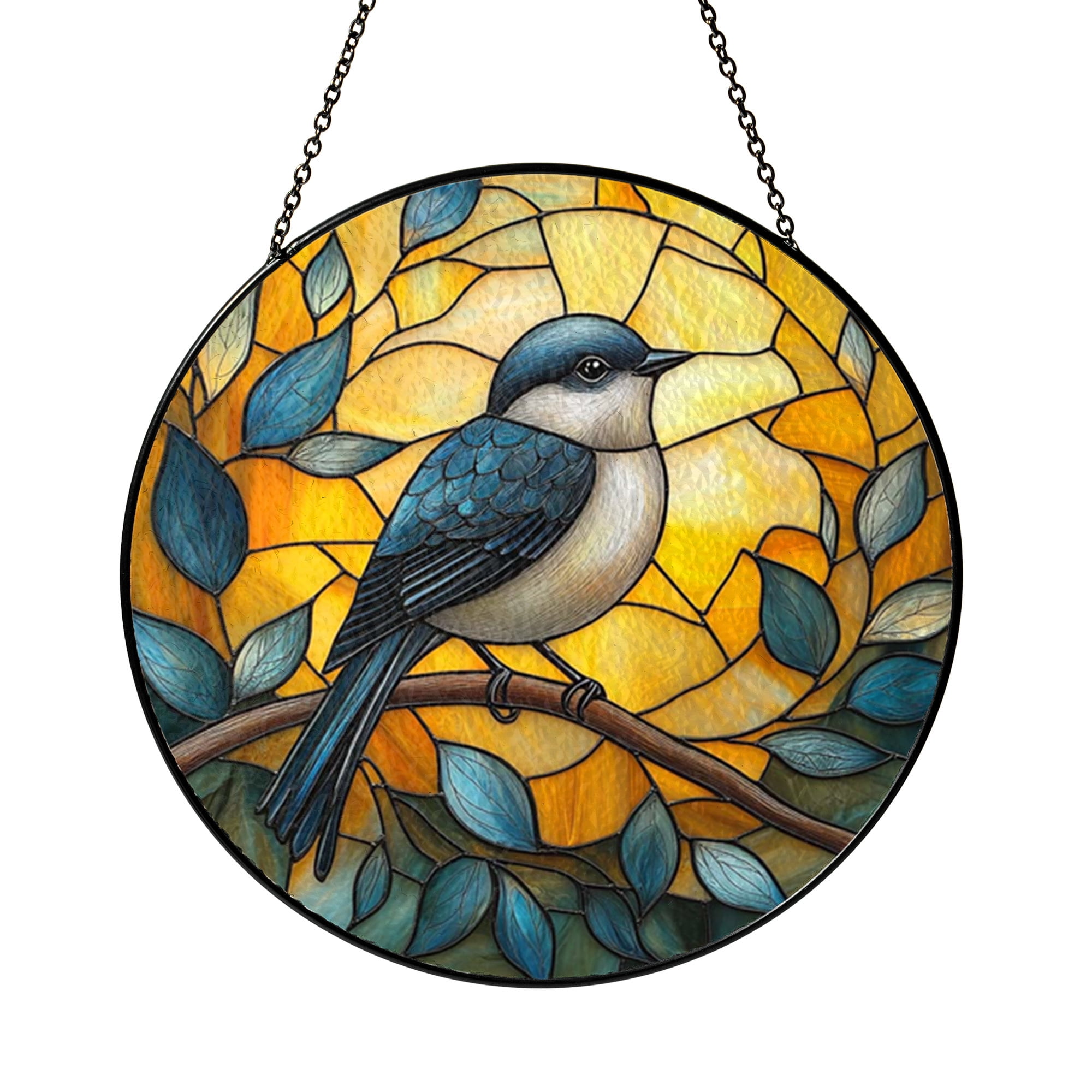 Mocking Window Mockingbird Illustration Glass Window Panel, Decorative Stained Glass ...