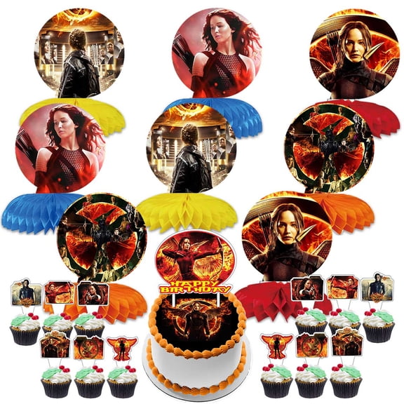 Mockingjay Hunger The Hungergames Party Decor Supplies Honeycomb Centerpieces&Table Toppers Cake Toppers Decorations for Birthday