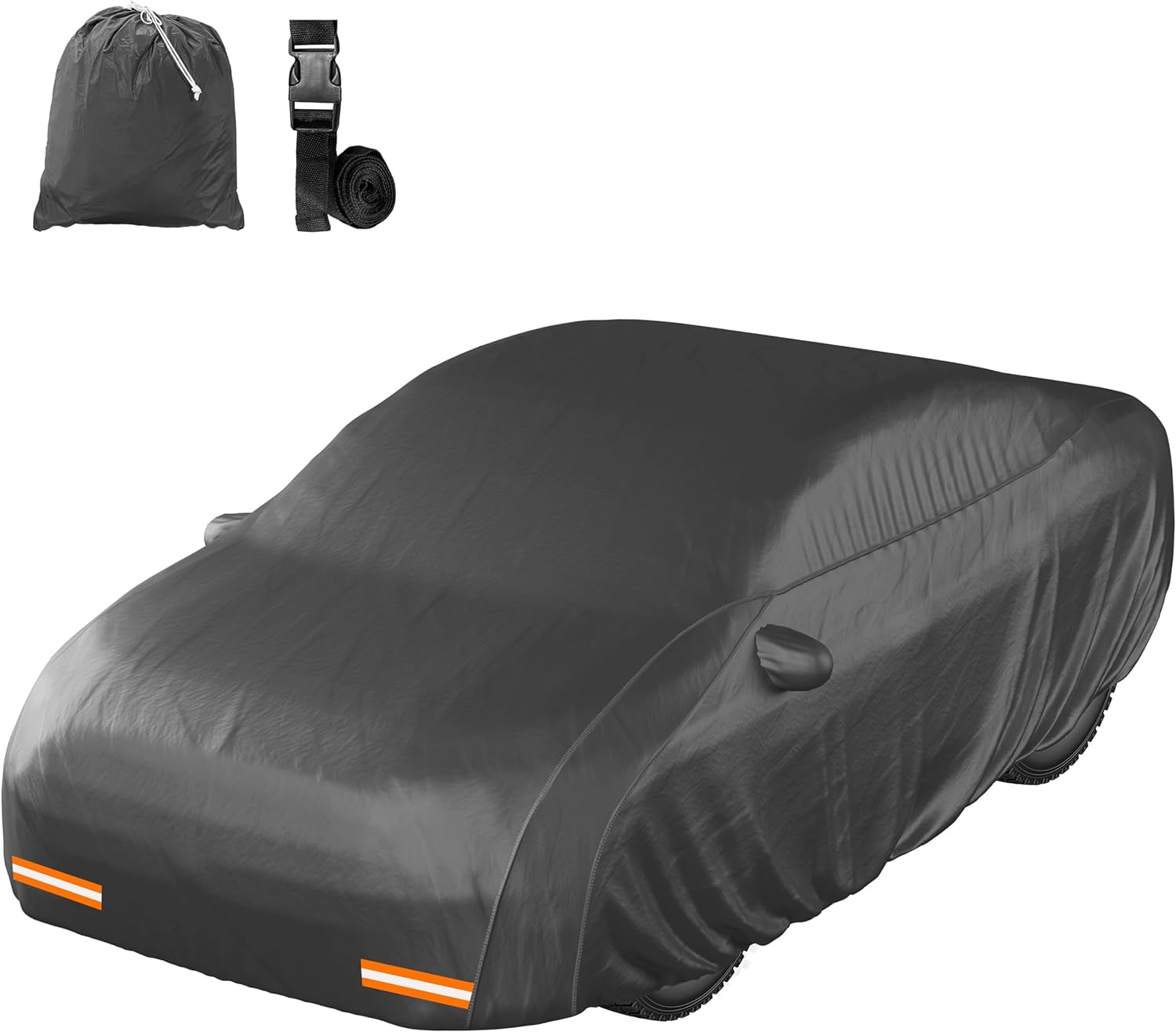 Heavy Duty Black Waterproof PVC Cotton Lined Sedan Car Cover