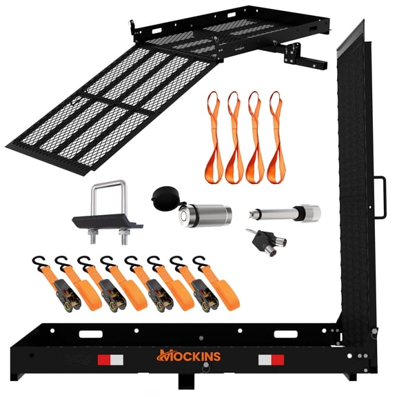 Mockins 48"x28.5"x4.5" Wheelchair Hitch Carrier with Ramp & Trailer Hitch Rack Accessories