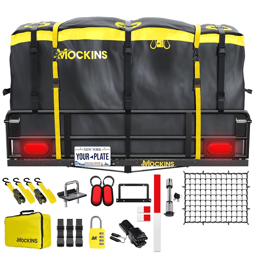 Mockins 60"x24"x14" High Rail Hitch Cargo Carrier with Yellow Bag