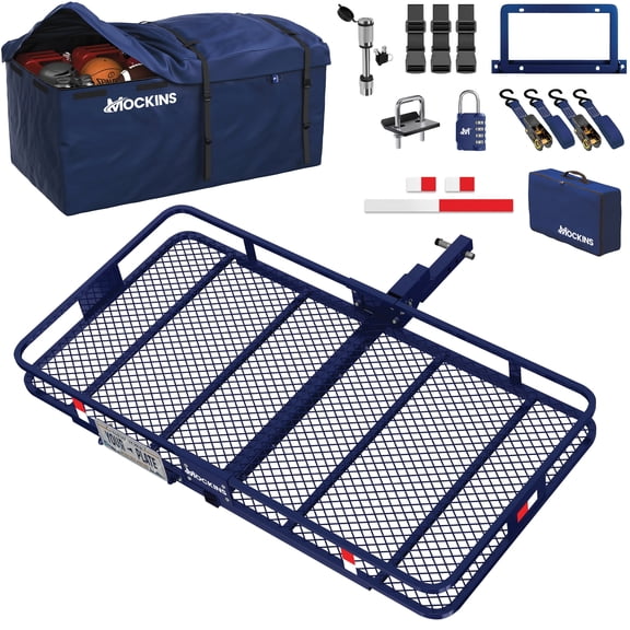 Mockins 60"x30"x6" Navy Tow Hitch Cargo Carrier with 30 Cu.Ft. Navy Cargo Bag