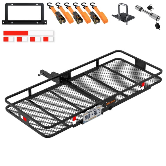 Mockins 70"x30"x6" Tow Hitch Cargo Carrier with License Plate Holder