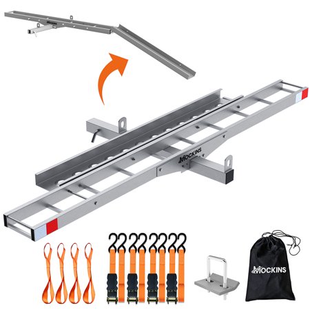 Mockins 73" Anti-Tilt Dirt Bike Carrier Hitch Mount with Loading Ramp, Straps and Stabilizer