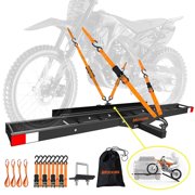 Mockins 73 Anti-Tilt Dirt Bike Carrier Hitch Mount w/ Loading Ramp, Straps and Stabilizer