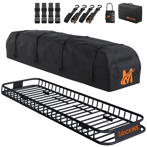 Mockins 85"x24"x4" Narrow Roof Rack Cargo Carrier w/ 20 Cu. ft. Rooftop Cargo Carrier Bag