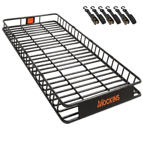 Mockins 90"x50"x5" Rooftop Cargo Carrier Basket with Waterproof Ratchet Straps