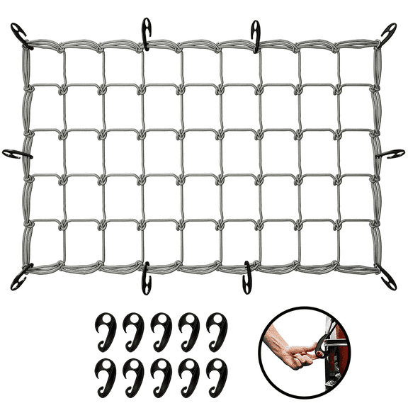 Mockins 36" X 20" Heavy Duty Gray Bungee Cargo Net (Expands to 75" X 40")